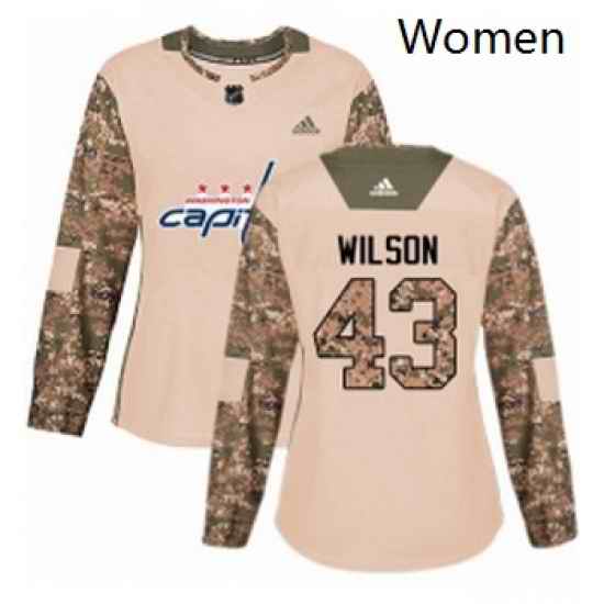 Womens Adidas Washington Capitals 43 Tom Wilson Authentic Camo Veterans Day Practice NHL Jersey